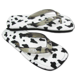 cow print thongs