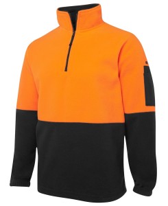 hi vis half zip polar fleece tops