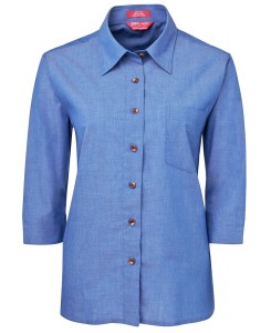 ladies indigo 3:4 sleeve shirt