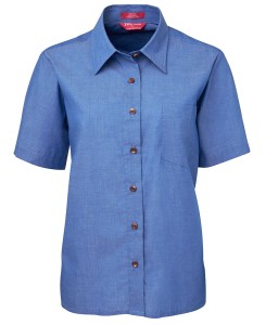 ladies indigo short sleeved shirt