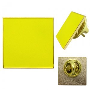 pin badge 29mm square with gold finish