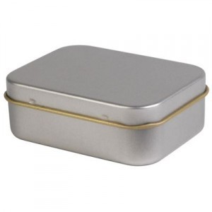 silver rectangular tin