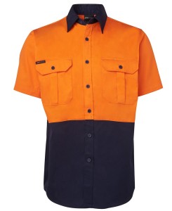 hi vis cotton work shirt orange navy