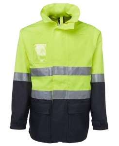 hi vis long line jacket lime navy