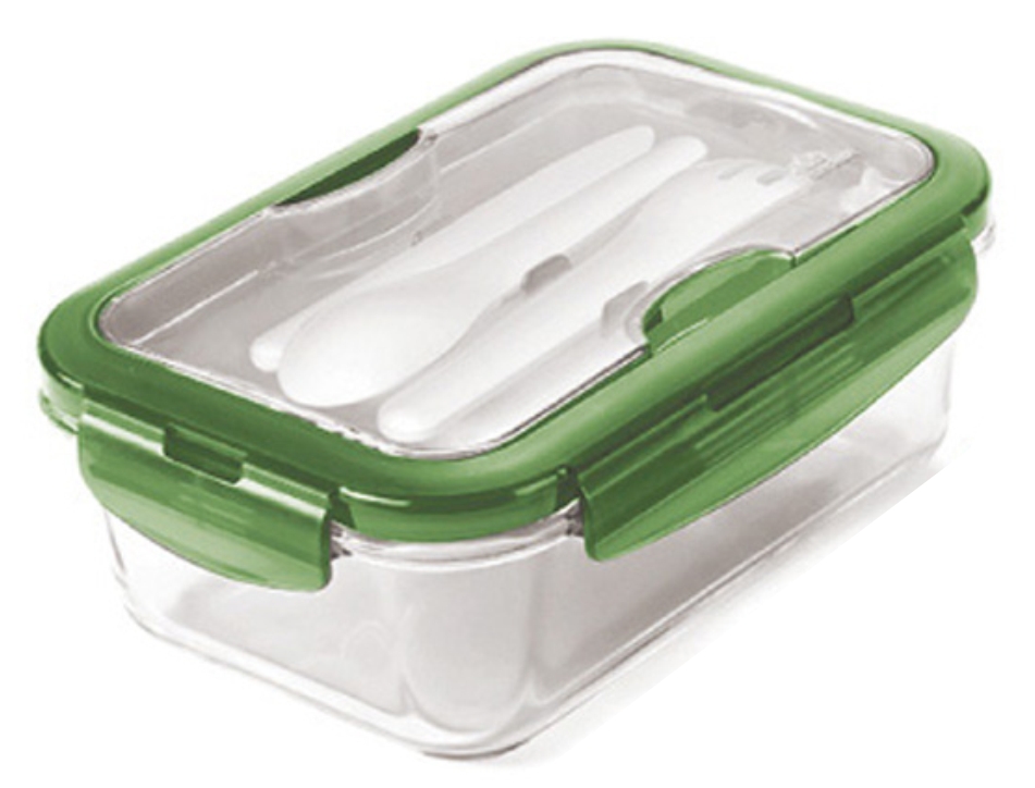 Promotional Lunch Box with Utensils = Food Grade Cutlery = Bongo