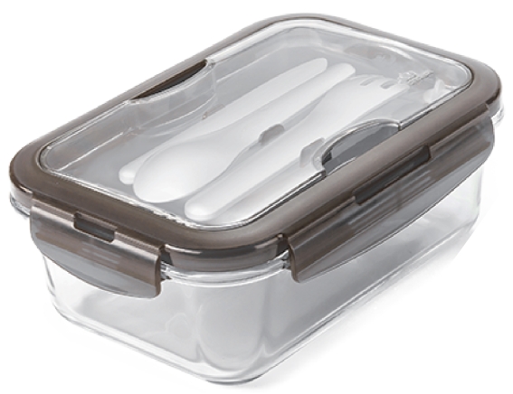 Promotional Lunch Box with Utensils = Food Grade Cutlery = Bongo